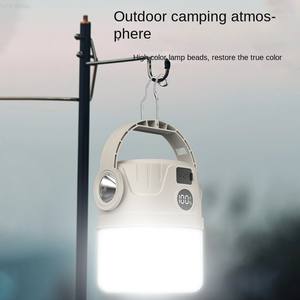 Outdoor Portable Solar <b>Rechargeable</b> LED Camping Light with <b>Torch</b> Flashlight IP65 Rated Metal Hook - Product Image 2
