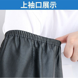 Manchons de protection en cuir PU noir extra longs et larges, imperméables et résistants à l'huile, pour adultes, couleur unie, usage quotidien - Product Image 4
