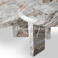 Table basse en marbre Nero Marquina Dream Home, à deux niveaux, ronde, avec base en pierre massif, table de salon