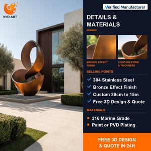 Escultura de acero inoxidable con efecto bronce, arte metálico personalizado, escultura abstracta en forma de bucle para decoración de villas, jardines, hoteles y vestíbulos. - Product Image 2