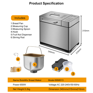 Nueva Máquina <span class=keywords><strong>para</strong></span> Hacer <span class=keywords><strong>Pan</strong></span> Eléctrica Automática de 650W, Estable y Elegante, con Dispensador Inteligente, Capacidad de 2LB - Product Image 6