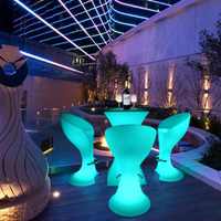 Meubles de bar à cocktails LED haut de gamme pour terrasse de boîte de nuit, tables et chaises en plastique, tables rondes LED pour événements, fêtes, jardin