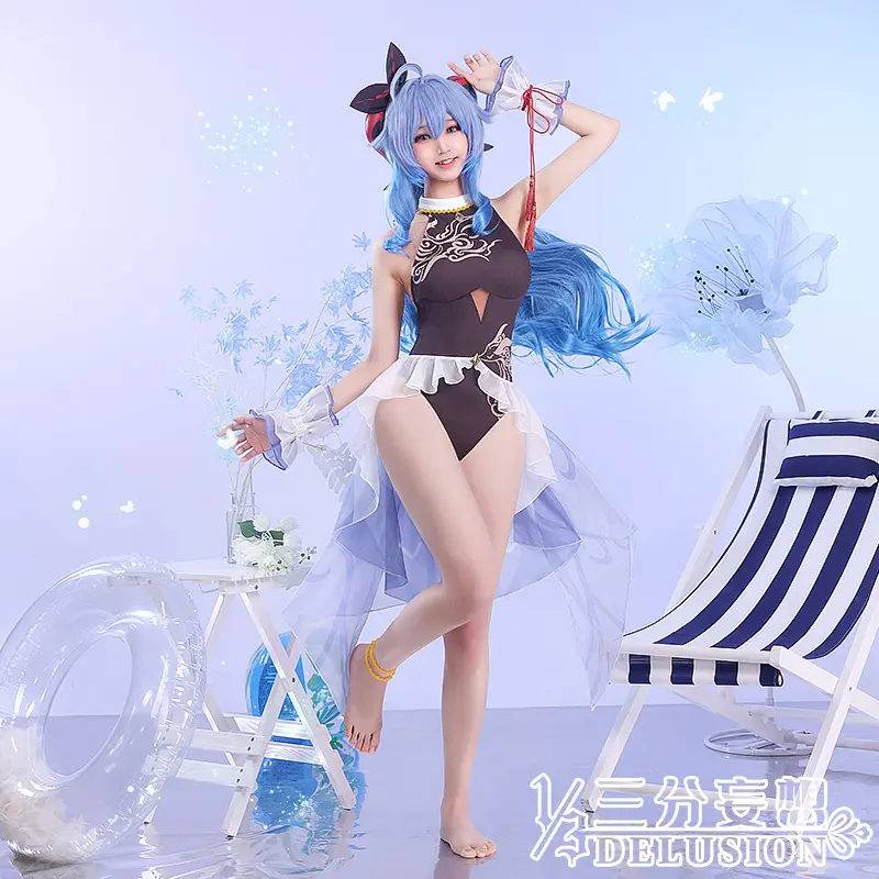 Özel Ganyu Cosplay mayo oyunu Genshin darbe Cosplay kostüm seksi beachwear cadılar bayramı doğum günü noel mayo