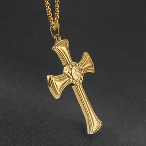 เครื่องประดับใหม่มาแรง จี้กางเขนศาสนาเคลือบทอง 18K  วัสดุสแตนเลส ดีไซน์เรียบง่าย จี้กางเขนขนาดใหญ่ - Product Image 2