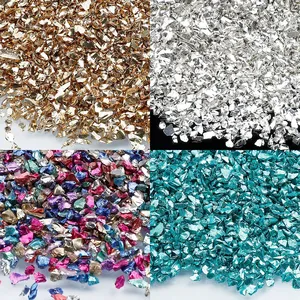 เม็ดแก้วสีสแตนเลสขนาด 50-100 กรัม/ถุง สำหรับตกแต่งเรซิ่น DIY งานหล่อเรซิ่นอีพ็อกซี่ คริสตัลรูปทรงไม่สม่ำเสมอ สำหรับตกแต่งเล็บ - Product Image 1