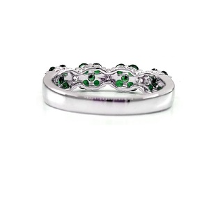 Bague d'éternité unisexe classique en or blanc massif 18 carats de haute qualité avec pierre précieuse véritable taille émeraude pour mariage et anniversaire, vente en gros - Product Image 3
