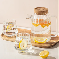 Simple botol minum kaca, Ketel asap minum teh kaca bergaris-garis tahan panas untuk kopi