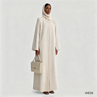 Tenue formelle modeste pour femmes musulmanes, robe maxi élégante de Dubaï, abaya islamique en deux pièces, abaya ouverte sur le devant, long blazer abaya avec robe intérieure