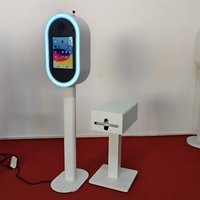 iPad Photo Booth dengan Stand Printer, Lampu LED Oval Ring + Lampu Flash Keren dan Payung Soft Light Cocok untuk Pesta Pernikahan