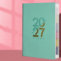 Agenda Quotidien Personnalisé 2027 – Esthétique Élevée, Couverture Souple en PU A5, Cahier Bilingue Anglais-Espagnol avec Couverture en Cuir et Reliure Cousue