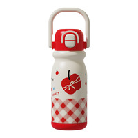 Thermos en acier inoxydable de haute qualité avec poignée, paille et double pipette à boire, design de dessin animé pour l'école des enfants