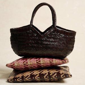 Bolso Tote Grande para Mujer, Estilo Vintage, Color Verde Oscuro, Tejido a Crochet, Material Ecológico de Cuero, <span class=keywords><strong>Doble</strong></span> Correa para el Hombro, Diseño Patchwork - Product Image 2