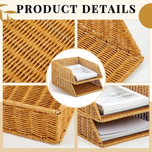 Organisateur de plateau en <span class=keywords><strong>papier</strong></span> et <span class=keywords><strong>plastique</strong></span> YULIN JIAFU pour bureau, organiseur de dossiers tissé, plateau pour dossiers A4, <span class=keywords><strong>corbeille</strong></span> à <span class=keywords><strong>papier</strong></span> de bureau - Product Image 2