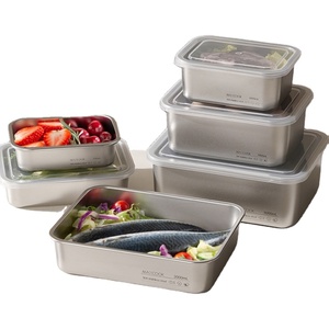 Boîte de rangement alimentaire personnalisable Maxcook en acier inoxydable 304 avec couvercle, idéale pour le <span class=keywords><strong>camping</strong></span>, la cuisine et le réfrigérateur - Product Image 1