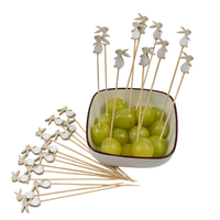 100 pièces bois couleur lapin bambou brochette naturel jetable alimentaire bâton cure-dents pour apéritifs
