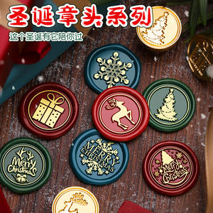 Sceau de cire en métal de style vintage pour Noël, 2,5 cm, motif flocon de neige et renne, pour la décoration artisanale des fêtes - Product Image 4