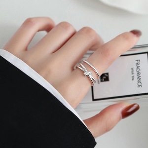 Anillo de Plata de Ley S925 de Doble Capa con Nudos para Mujer, Diseño Abierto para el Dedo Índice, Estilo Nicho, Sensación de Alta Gama - Product Image 2