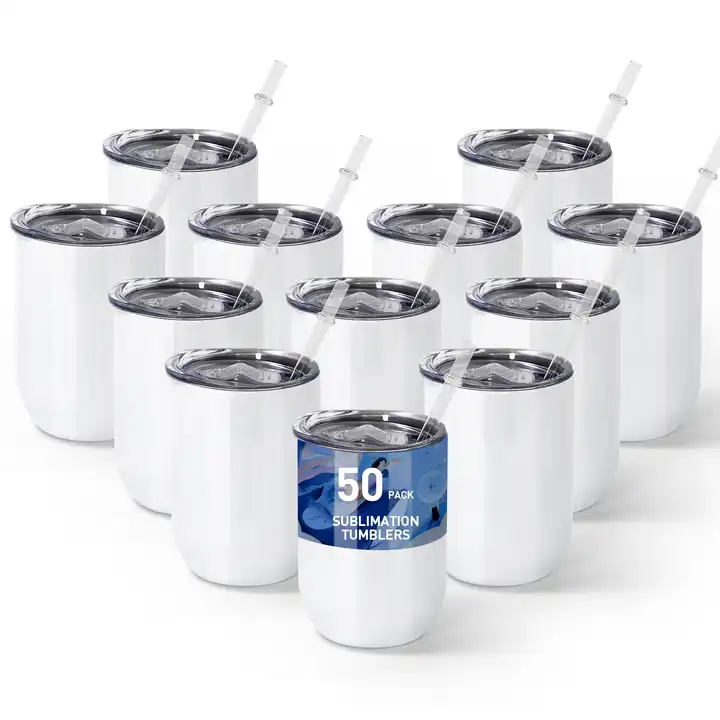 10 Oz White Sublimation Tumblers Blanks, 6 Pack Straight Stainless Steel  Tumbler