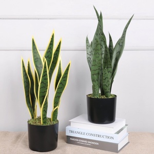 Plante artificielle Qihao, petite plante artificielle Sansevieria en pot pour intérieur/extérieur, maison, bureau, cadeau réconfortant - Product Image 4