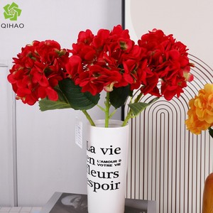 QIHAO Artificial Hydrangea <b>Flowers</b> Plastic PU Silk Natural Touch <b>Single</b> Bundle For Living Room Home Decor - Product Image 5