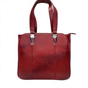 Bolso de Mano Rojo de Cuero Genuino, Suave, Duradero, Impermeable, Portátil, de Gran Capacidad, Ecológico, con Cierre de Cremallera y Correa Cruzada - Product Image 3
