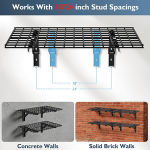 JH-Mech 2Pack 2x3FT Heavy Duty <strong>Folding</strong> Garage Wall <strong>Shelving</strong>,660Lbs Capacity Metal High Quality Steel Garage Wall Shelf - Product Image 4