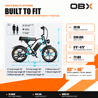 Vélo électrique à gros pneus OBX G60 prêt à être expédié, 1000W 48V 20Ah 960Wh pour adultes, entrepôt de Californie, États-Unis
