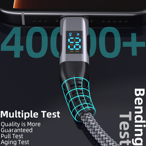 Nhà Máy Bán buôn 60 Wát 3A loại C để Loại C LED hiển thị nylon bện Loại C Cáp sạc nhanh điện thoại Cáp dữ liệu - Product Image 5