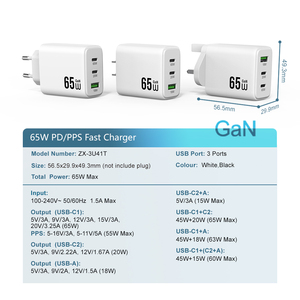 Siêu Gan 65W Sạc Chúng Tôi EU Kr Anh Điện Thoại Di Động Sạc Adapter Di Động Sạc Nhanh Loại C 65W Tường Sạc Cho Samsung Máy Tính Xách Tay - Product Image 6