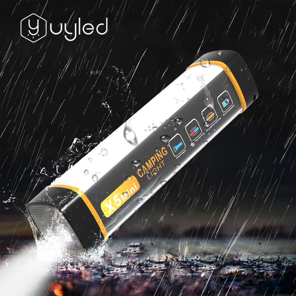 UYLED-Banco de energía IP65 resistente al agua, linterna LED recargable por USB, magnética, repelente de mosquitos, luz de acampada