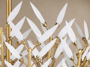 Nouveau lustre Morrigan en verre blanc moderne de grande taille et luxueux pour le hall d'entrée, le salon, lampe suspendue décorative - Product Image 6