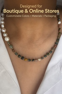 Collar de Perlas de Agua Dulce con Cuentas Geométricas Bohemias de Piedra Natural, Chapado en Oro de 18K y Acero Inoxidable, Colección de Verano, MOQ Bajo Personalizado - Product Image 4