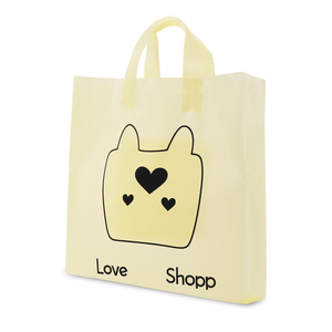 Vêtement beige de couleur personnalisée OEM de recyclage, sac de boutique en plastique fantaisie pour shopping, vente en gros - Product Image 1