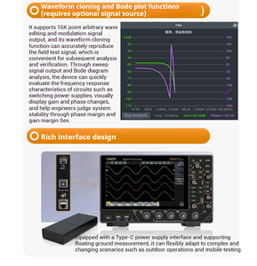 ออสซิลโลสโคป 4 ช่องสัญญาณ พร้อมแบนด์วิดท์ 100MHz, เครื่องนับความถี่, เครื่องวิเคราะห์ FFT และฟังก์ชันวิเคราะห์โปรโตคอลหลายประเภท - Product Image 5
