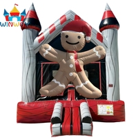 Château gonflable de Noël en PVC en gros avec motif Bonhomme en pain d'épices pour fêtes de Noël et événements festifs