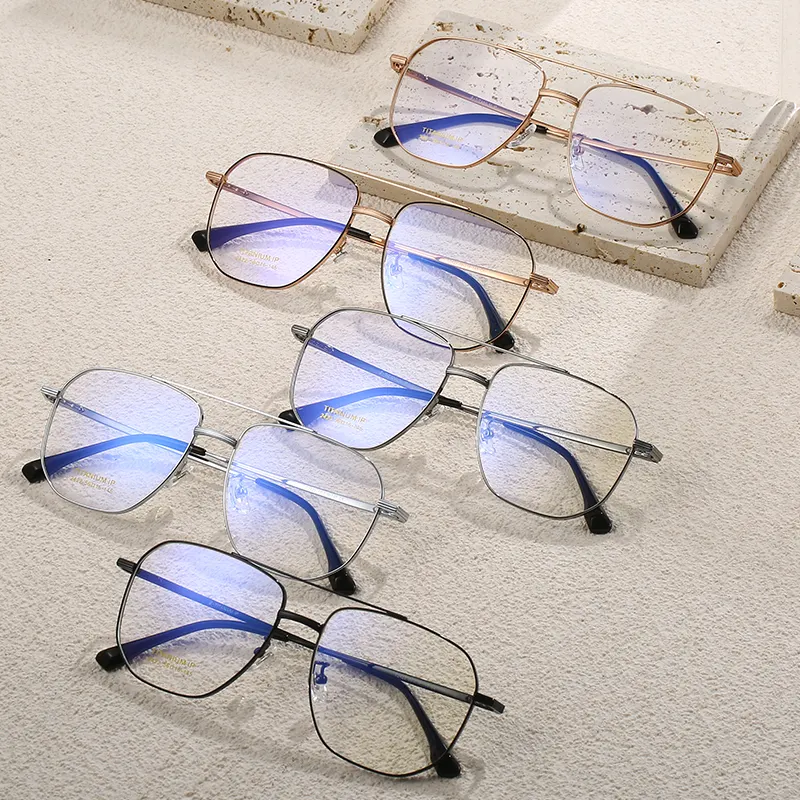 FANXUN 2422 Estoque nova beta de óculos de titânio com armação quadrada grande ultraleve moda dupla feixe tendência
