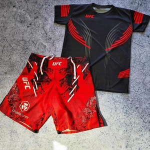 Shorts de sport UFC à séchage rapide, respirants, 100% polyester, pour l'entraînement de boxe et de Muay Thai, avec logo et broderie sur le devant - Product Image 4