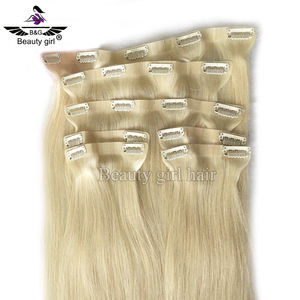 Extensioni per <span class=keywords><strong>capelli</strong></span> umani lisci Full Shine Seamless Invisible Thin Weft, volume completo, 20 pollici, 7 pezzi, 200g, <span class=keywords><strong>biondo</strong></span> <span class=keywords><strong>chiaro</strong></span>, con clip - Product Image 3