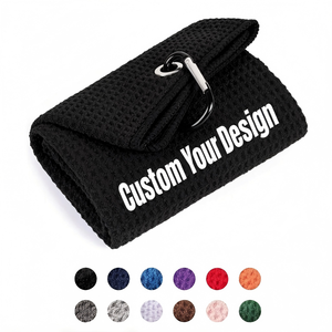 Serviette de golf personnalisée en microfibre gaufrée avec logo, imprimée, pour la gym, le sport et le golf, avec crochet – Vente en gros - Product Image 1
