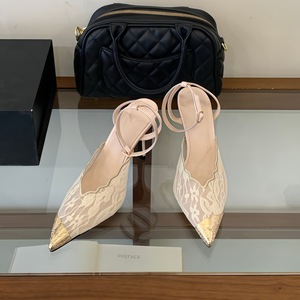 Escarpins élégants noirs en dentelle à talons fins et bout <span class=keywords><strong>pointu</strong></span> avec bride cheville et embout métallique pour femme – Printemps/Été, Soirées KTV, Mariages - Product Image 4