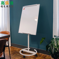 Tableau blanc effaçable à sec mobile en métal et plastique de 24 po x 36 po avec 5 roulettes pivotantes à 360° verrouillables en PU, chevalet de présentation