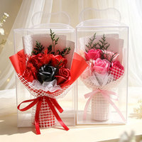 Hoogwaardige zeeproos met transparante handvat geschenkdoos, kunstmatig mini-boeket, gedroogd bladdecoratie voor Valentijnsdag, jubileum, verjaardag