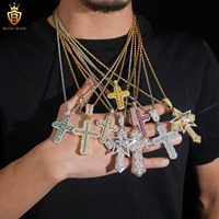 Penjualan terlaris perhiasan HipHop Moissanite liontin salib Moissanite liontin jimat berlian Baguette es keluar liontin 925 perak dengan GRA