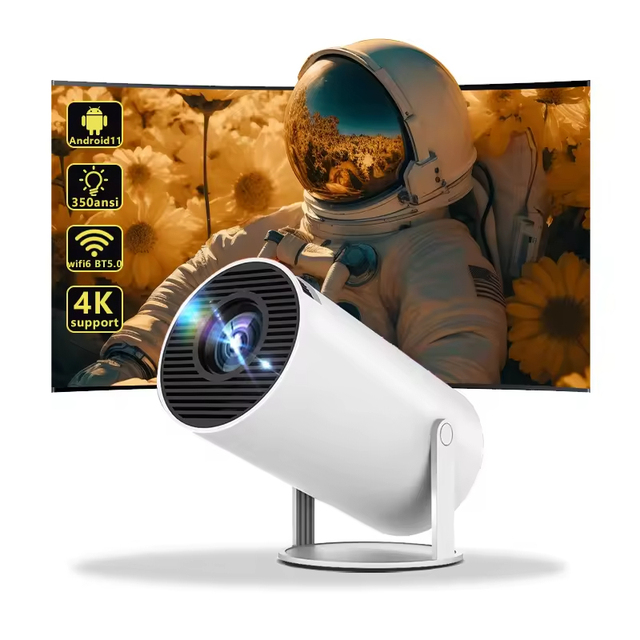 JUNUO OEM ODM Hy300 Pro Mini Portable Video Projector Native Smart LED Lamp Android 11 OS US Plug Option 160 Lumens 4K Support