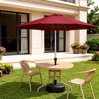 Ensemble de parasol de patio en aluminium avec table ronde et 2 chaises tressées pour balcon, jardin, cour, terrasse, utilisation en extérieur