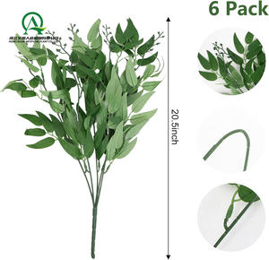 Artificielle Italienne Ruscus Verdure Plantes Tige Printemps Faux Arbuste Buisson Feuilles De Saule Guirlande Feuille Bouquet pour La Maison Fête De Mariage - Product Image 2