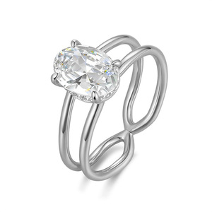 S925 Sterling Silver Double Twist Band <b>Oval</b> <b>Moissanite</b> <b>Ring</b> 2026 Hot Sale Niche Luxury Stackable <b>Engagement</b> Finger <b>Ring</b> - Product Image 2