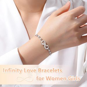 Circonita con microincrustaciones en forma de 8 chapada en platino para pulsera de amor para mujer, joyería ajustable brillante para fiestas - Product Image 5