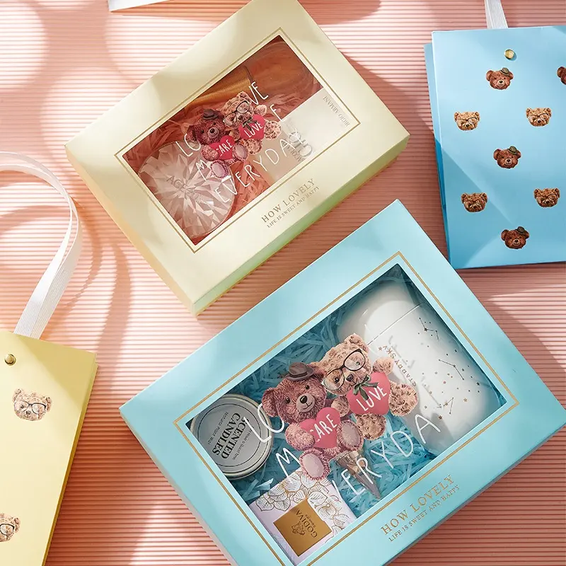 도매 종이 선물 상자 피크닉 파티 생일 초콜릿 쿠키 종이 상자 창 뚜껑이있는 포장 상자