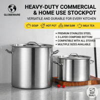 Ensemble de casseroles en acier inoxydable avec couvercle, grandes casseroles à soupe, poignées doubles pour hôtel, cuisinière à gaz, cuisinière à induction, restauration
